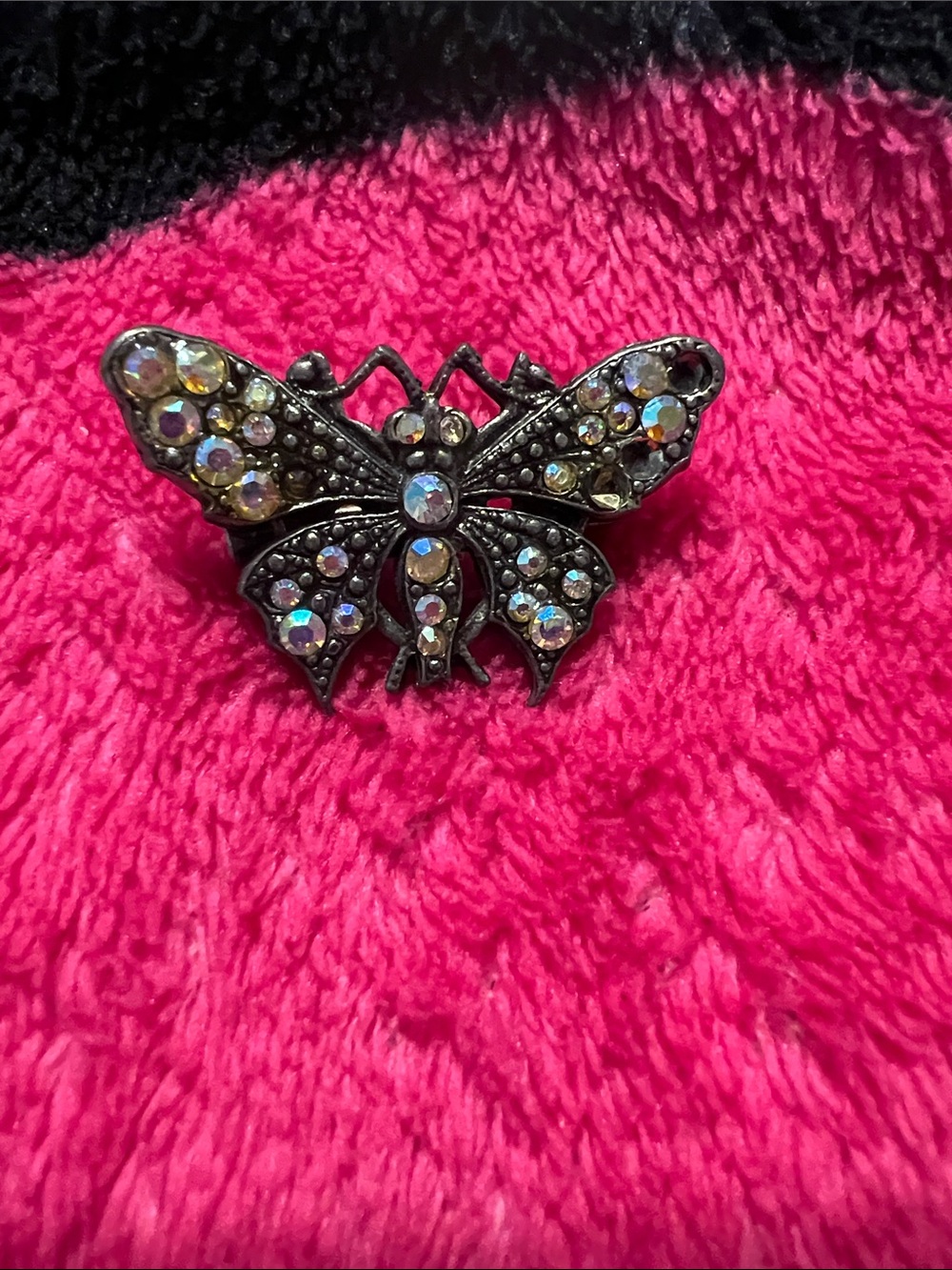 Crystal Butterfly Brooch - Iridescent Stones vintage